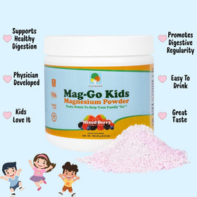 Poudre de magnésium Mag Go Kids en mélange avec une boisson