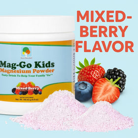Poudre de magnésium Mag Go Kids versée dans un verre