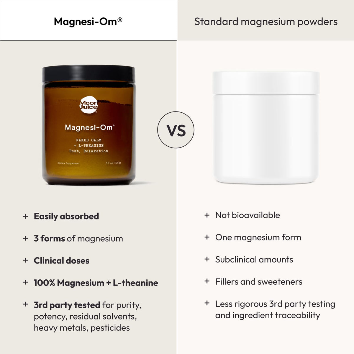 Poudre de magnésium Magnesi-Om de Moon Juice sur une table
