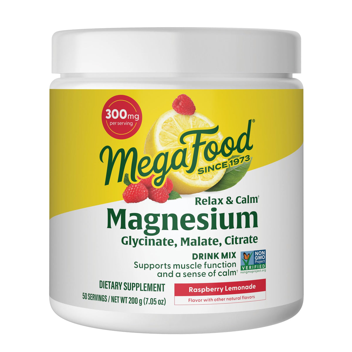 Poudre de magnésium MegaFood 300 mg Framboise Citronnade 260 g vue de face