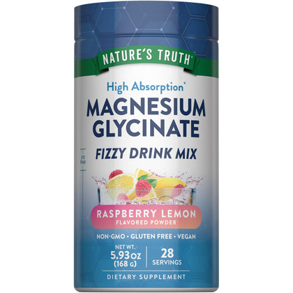 Poudre de magnésium Nature's Truth 200g saveur framboise citron vue de face