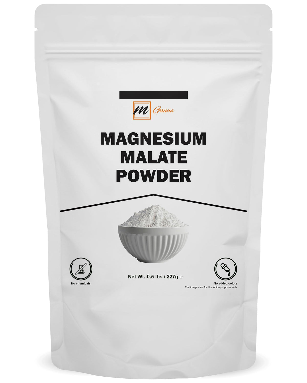 Poudre de malate de magnésium mGanna 250g vue de face