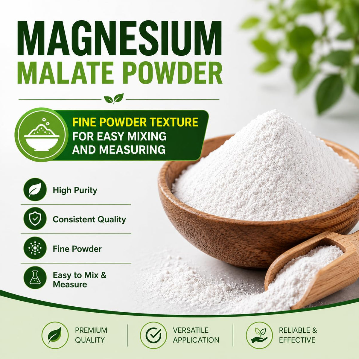 Poudre de malate de magnésium mGanna en utilisation dans une recette DIY