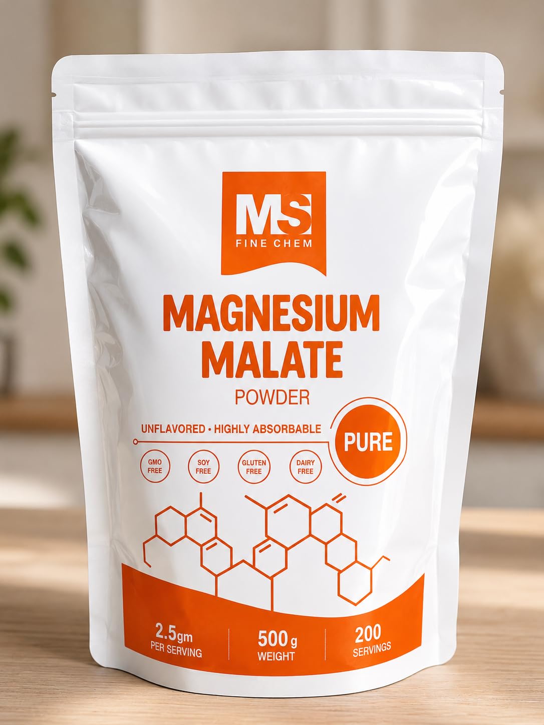 Poudre de Malate de Magnésium MS Finechem 500 g vue de face