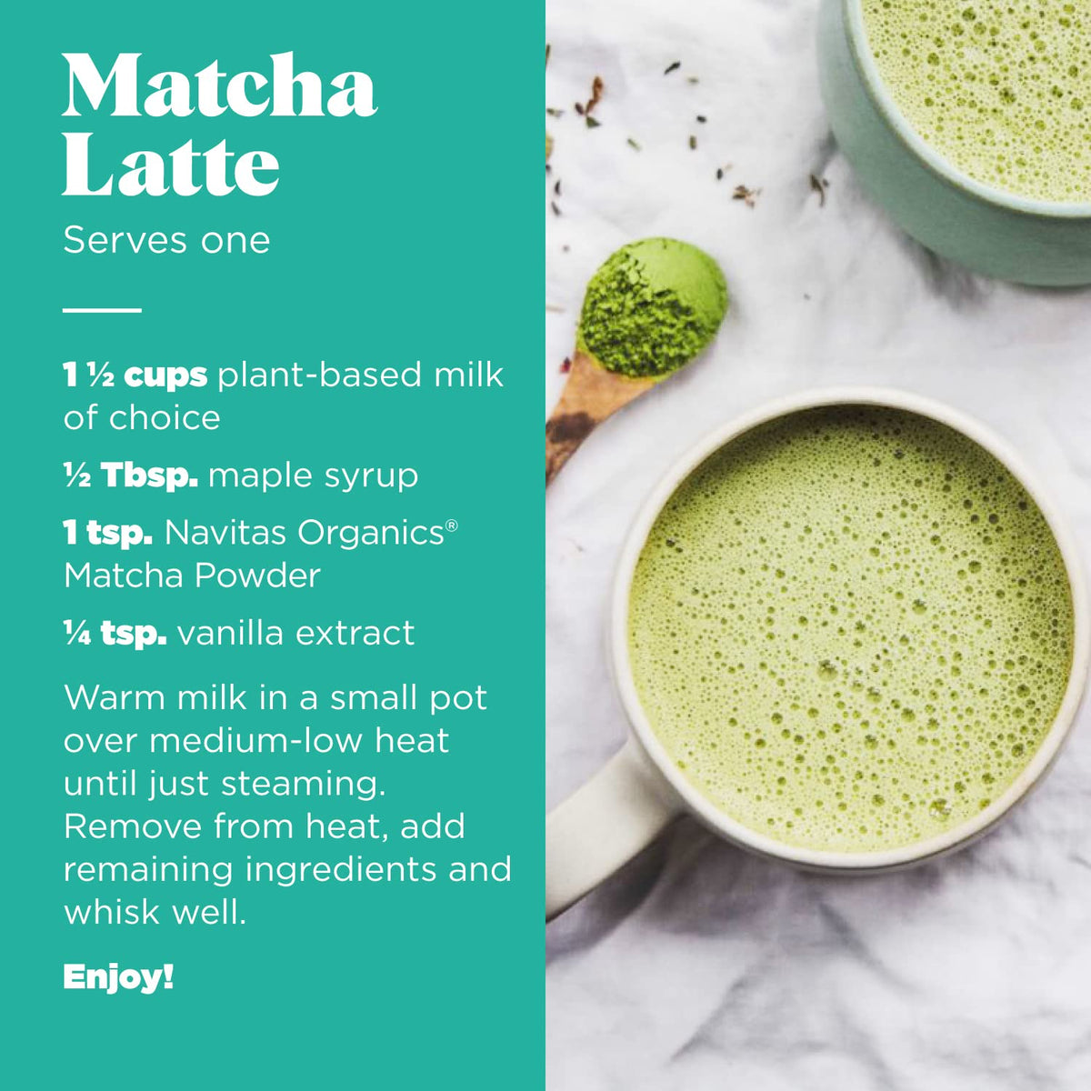 Poudre de Matcha Navitas Organics en cuisine