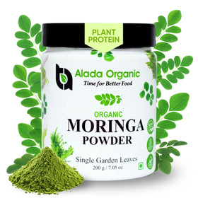 Poudre de Moringa Bio ALADA ORGANIC 272g vue avant avec emballage