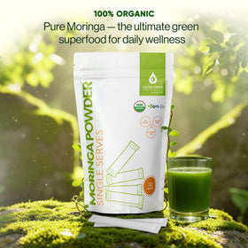 Poudre de moringa bio en préparation dans une cuisine