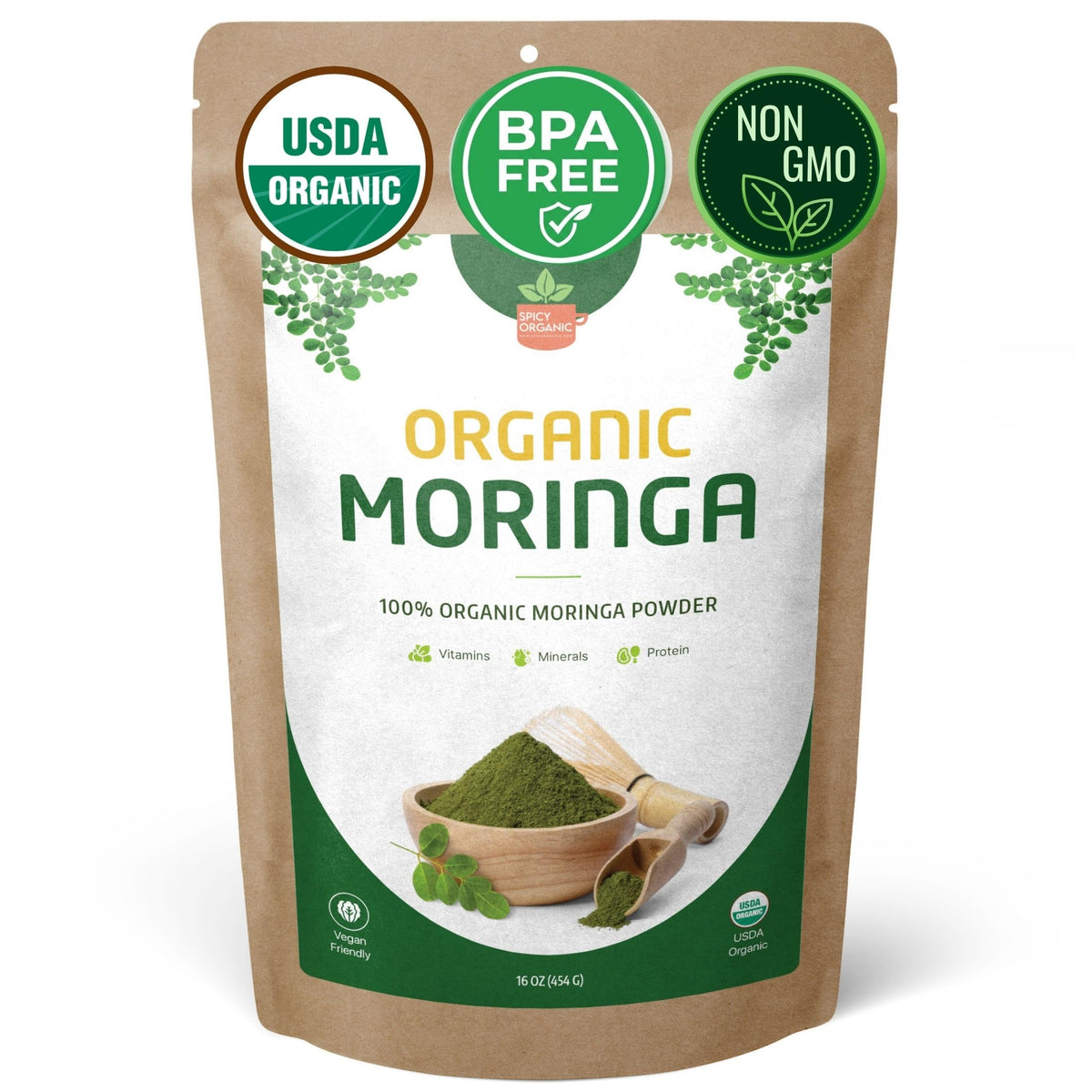 Poudre de Moringa Bio SPICY ORGANIC 440g vue de face