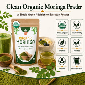 Poudre de Moringa Bio SPICY ORGANIC en utilisation dans un smoothie