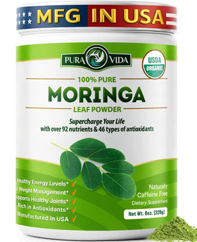 Poudre de Moringa Biologique PURA VIDA 249g vue de face