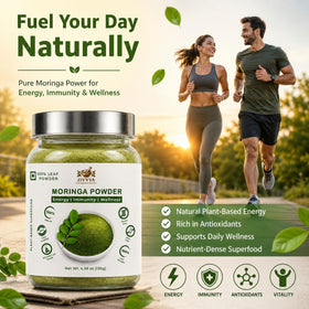 Poudre de Moringa JIVVYA 130g vue de dos avec informations nutritionnelles