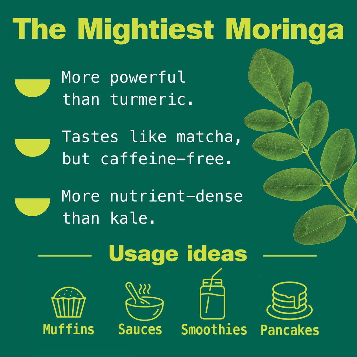 Poudre de moringa Kuli Kuli dans un bol avec des cuillères