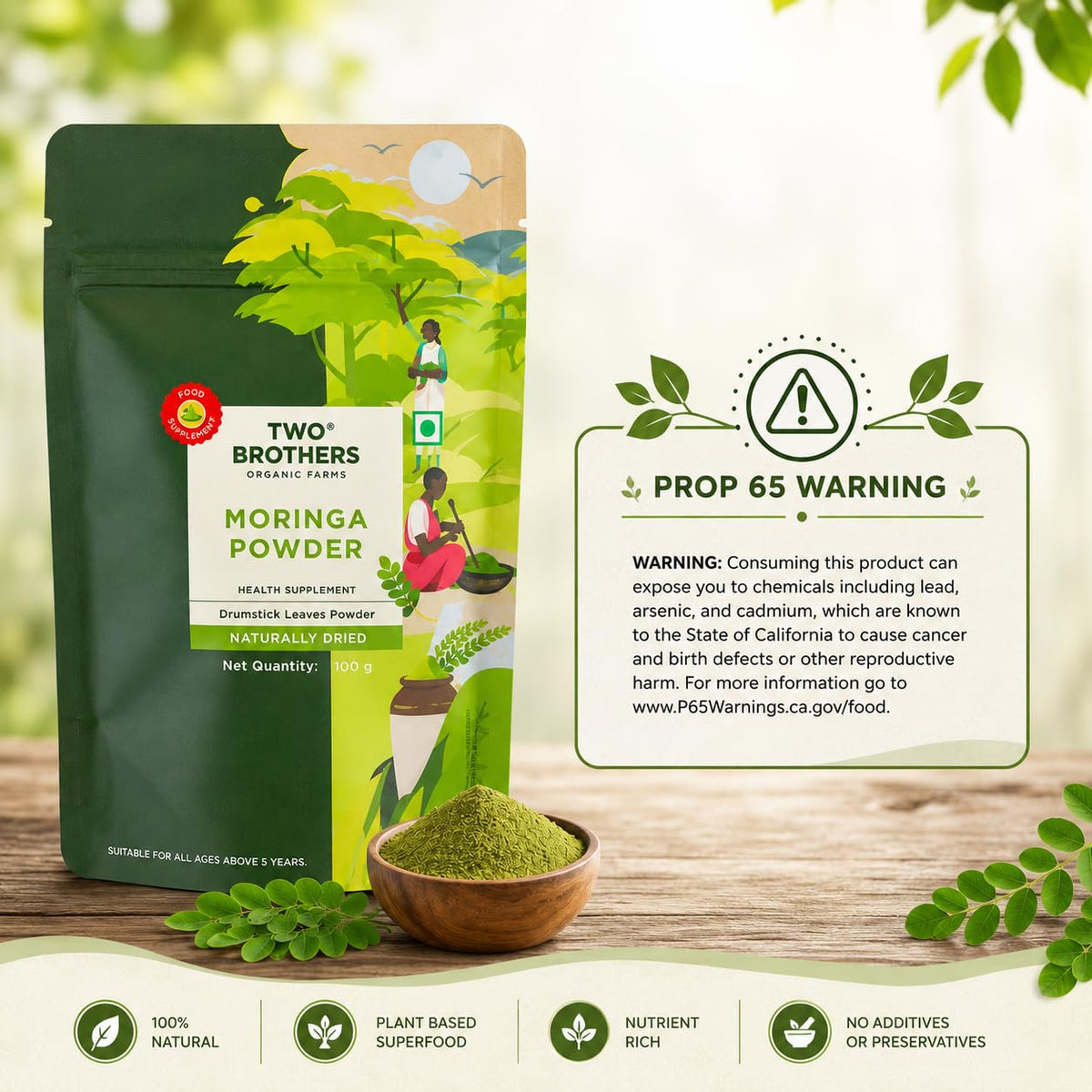 Poudre de Moringa Oleifera 431g avec ingrédients naturels