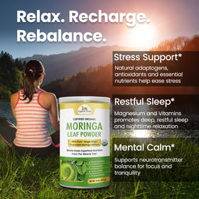 Poudre de Moringa Organic Veda dans un smoothie