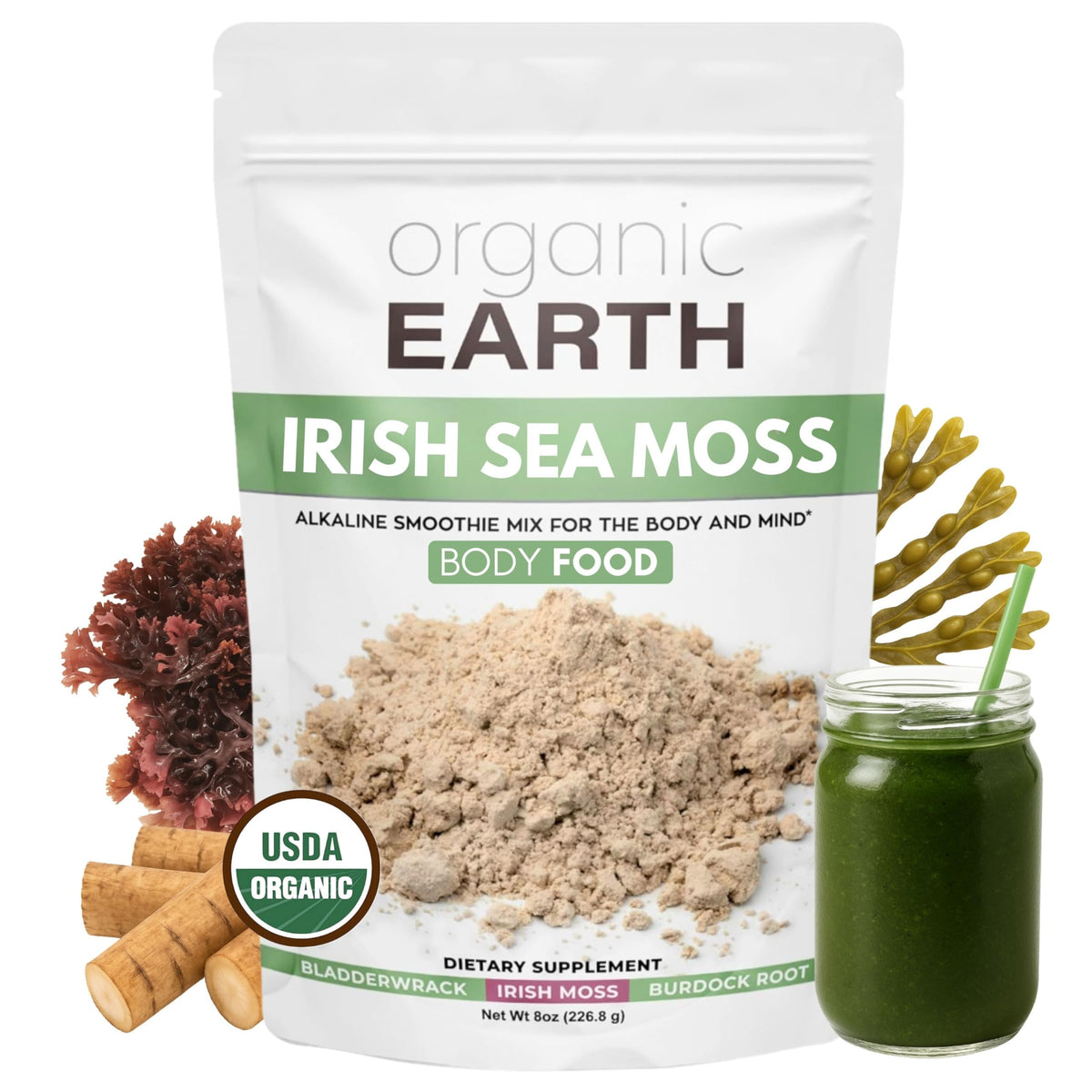 Poudre de mousse d'Irlande Organic Earth 231g dans son emballage refermable