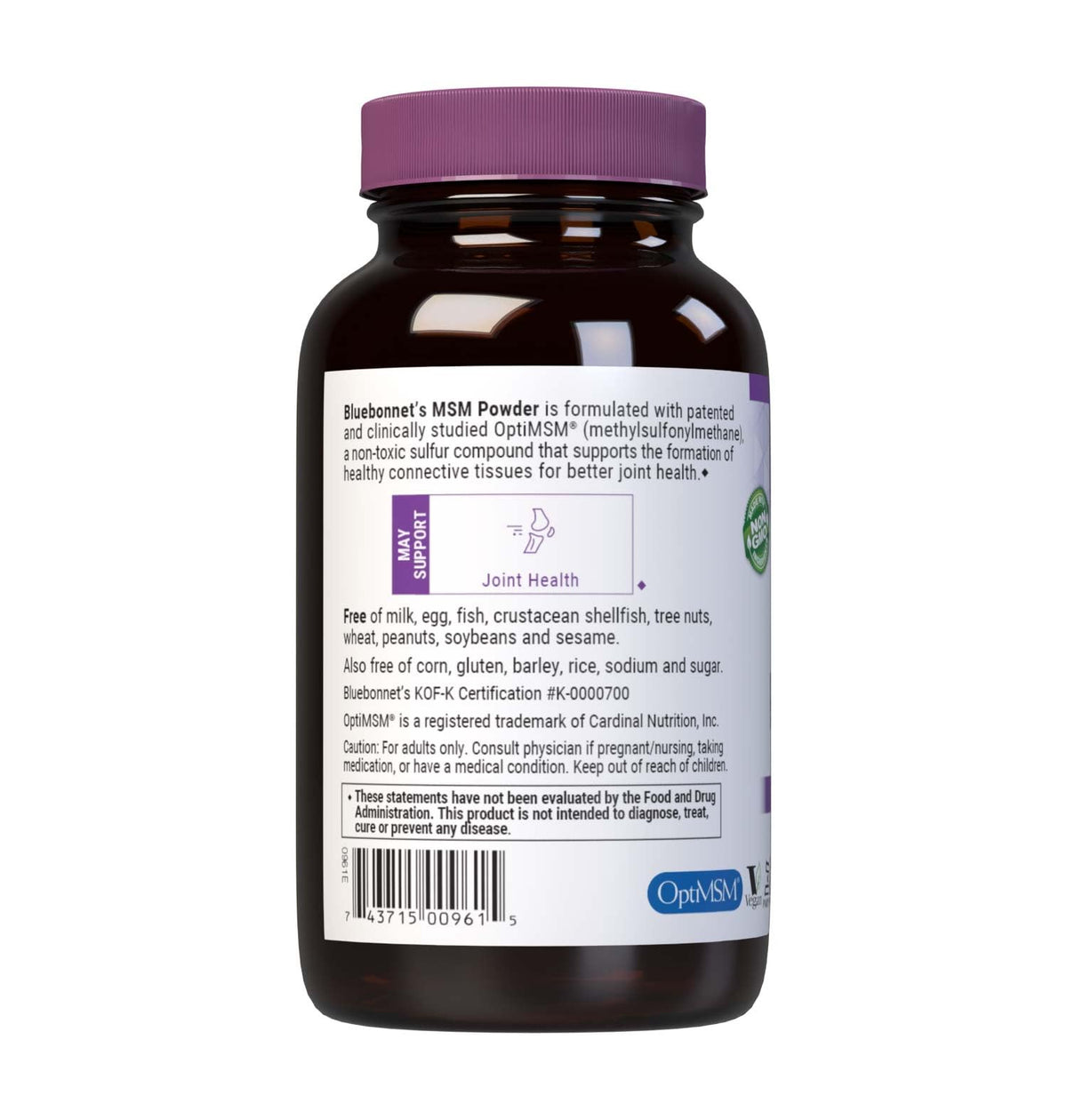 Poudre de MSM BlueBonnet dans une cuillère