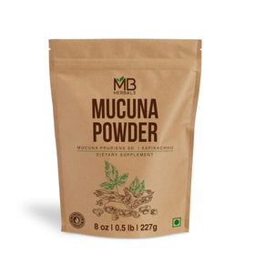 Poudre de Mucuna Pruriens MB Herbals 240g vue de face avec emballage