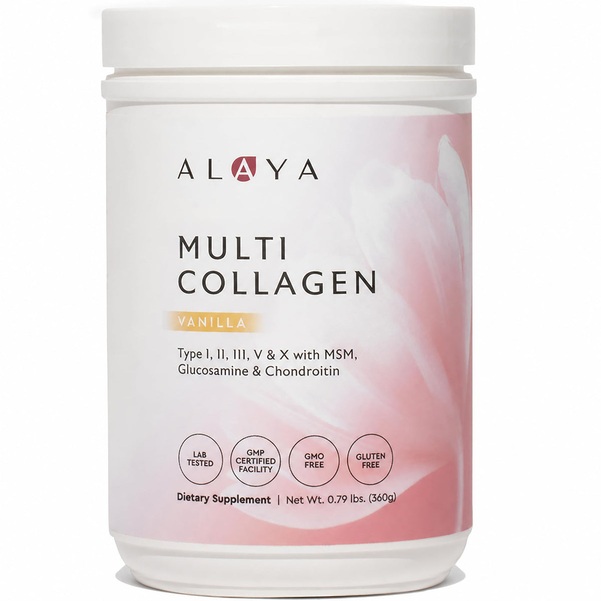 Poudre de Multi-Collagène Alaya 440g vue de face avec emballage