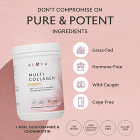 Poudre de Multi-Collagène Alaya dans un bol avec cuillère