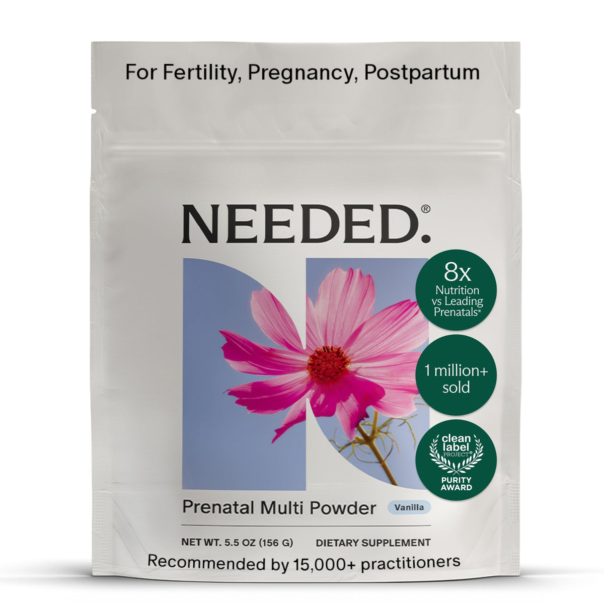 Poudre de multivitamines prénatales Needed. en emballage de 180g