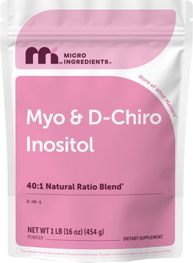 Poudre de Myo-Inositol et D-Chiro Inositol de Micro Ingredients, sachet avant