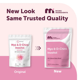 Poudre de Myo-Inositol et D-Chiro Inositol de Micro Ingredients, sachet arrière