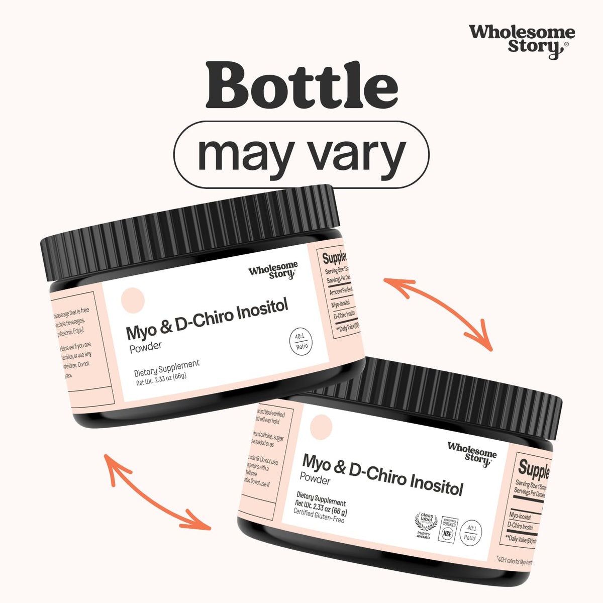 Poudre de Myo-Inositol et D-Chiro Inositol Wholesome Story 90g avec cuillère doseuse