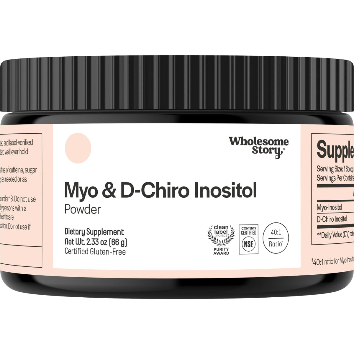 Poudre de Myo-Inositol et D-Chiro Inositol Wholesome Story 90g vue de face