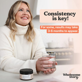 Poudre de Myo-Inositol et D-Chiro Inositol Wholesome Story sur une table