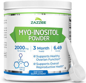 Poudre de Myo-Inositol Zazzee 2000 mg, conteneur avant