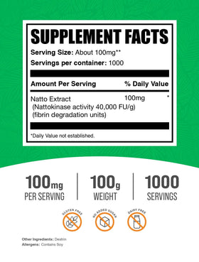 Poudre de Nattokinase 4000 FU BulkSupplements dans un bol