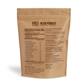 Poudre de Neem MB Herbals 908g vue arrière avec étiquette informative