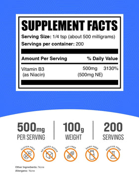 Poudre de Niacine BulkSupplements vue de côté