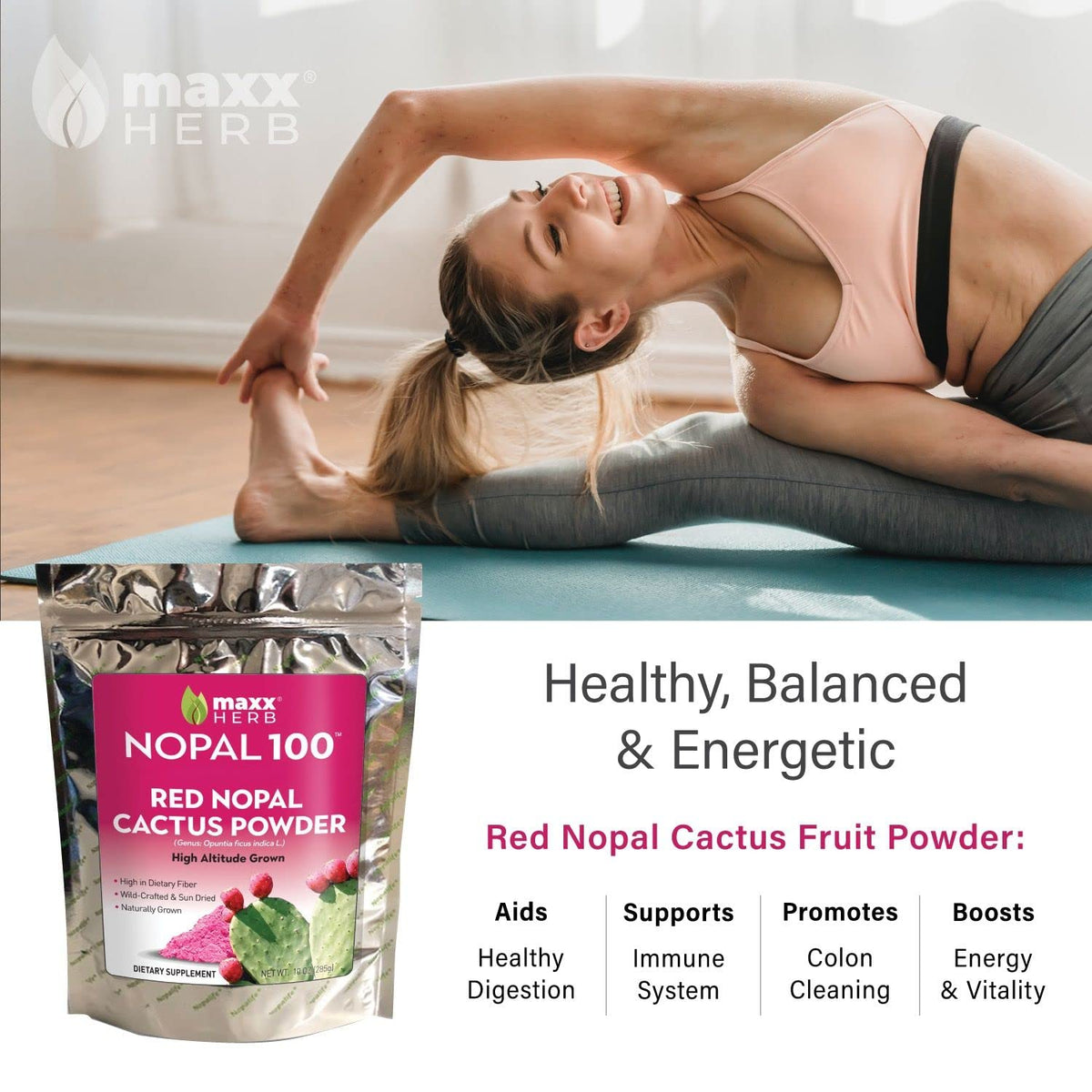 Poudre de Nopal Rouge Maxx Herb 313g avec cuillère