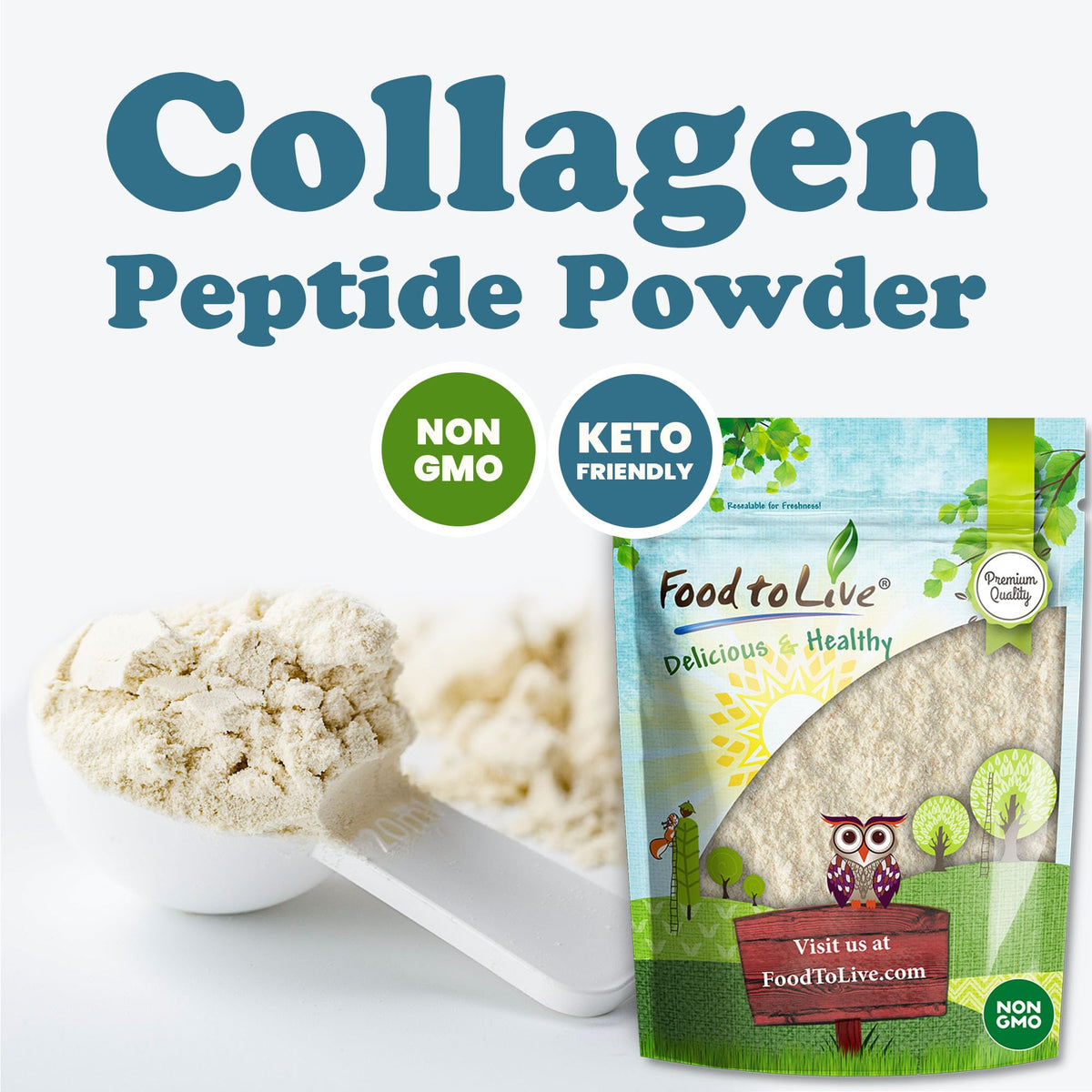 Poudre de Peptides de Collagène Food to Live mélangée dans un smoothie
