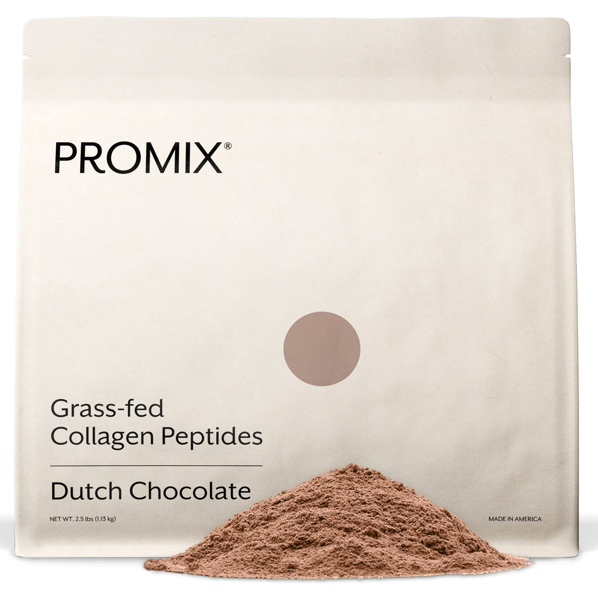 Poudre de peptides de collagène ProMix Nutrition au chocolat, vue de face