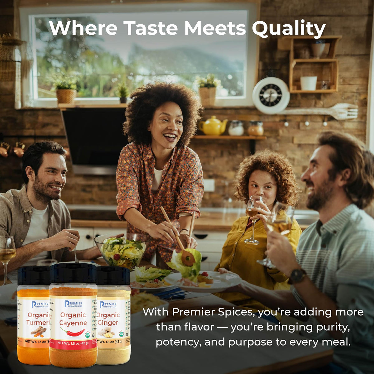 Poudre de piment de cayenne bio Premier Research Labs avec des légumes frais