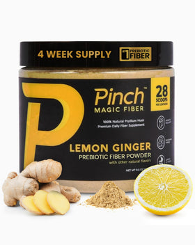 Poudre de Pinch Psyllium Husk Fiber au citron et gingembre, vue de face