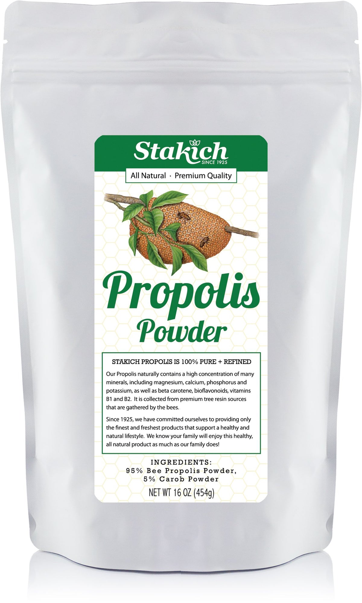 Poudre de propolis Stakich 476g, sachet refermable