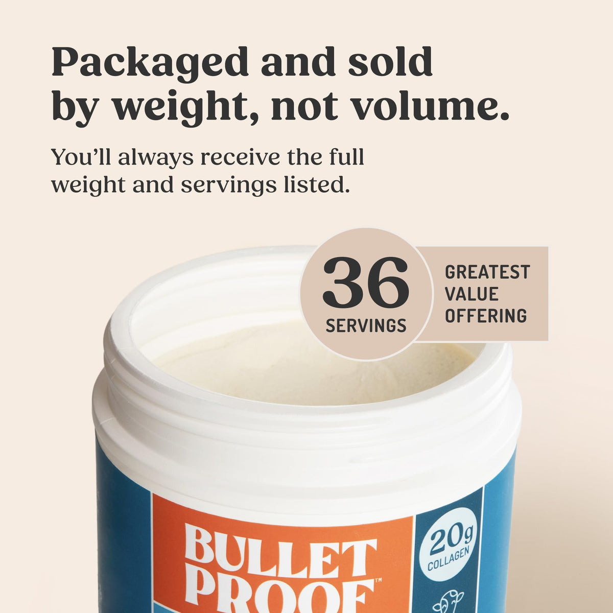 Poudre de protéine de collagène Bulletproof vanille sur une table de cuisine