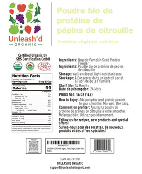 Poudre de protéine de graines de citrouille bio 'D ORGANIC avec cuillère