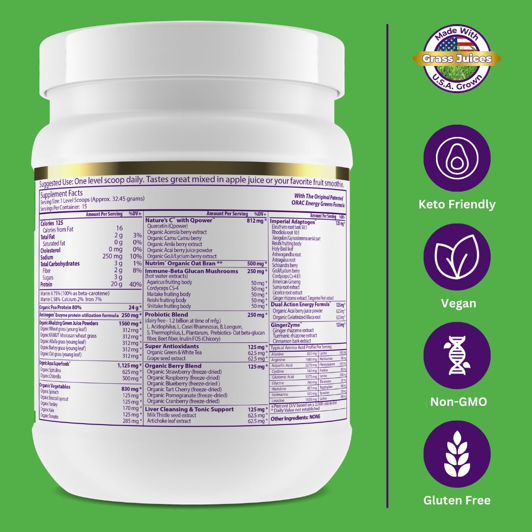 Poudre de protéines et verts Paradise Herbs 590g avec fruits