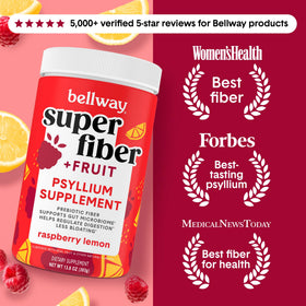 Poudre de psyllium Bellway dans un verre avec de l'eau