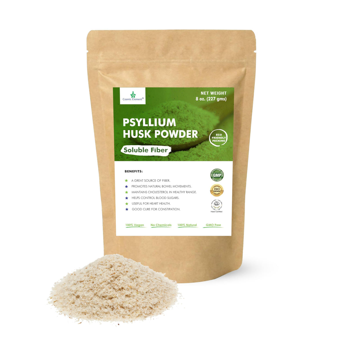 Poudre de psyllium bio Cosmic Element 249g vue de face