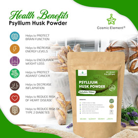 Poudre de psyllium bio Cosmic Element utilisée dans une recette de pain