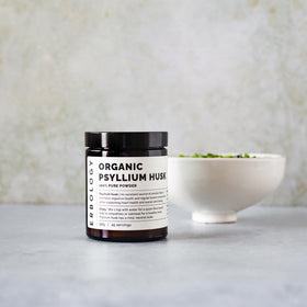 Poudre de psyllium bio Erbology 272g, dans un bol avec cuillère