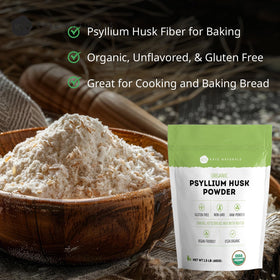 Poudre de psyllium bio Kate Naturals 649g avec cuillère