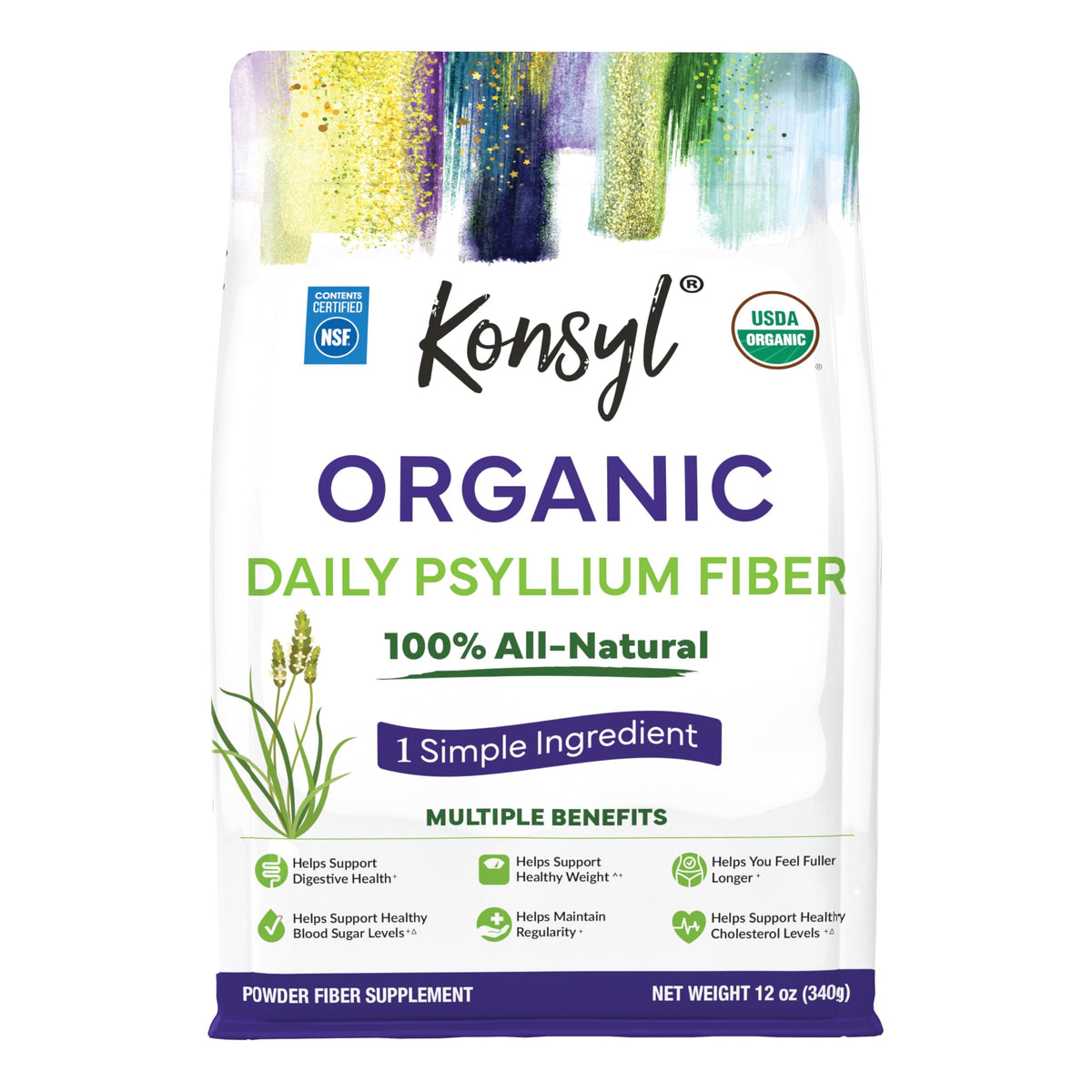 Poudre de psyllium bio Konsyl 12oz vue de face