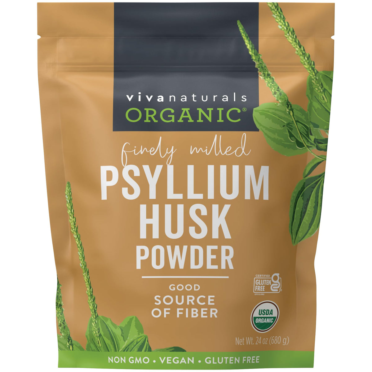 Poudre de psyllium bio Viva Naturals 699g vue avant