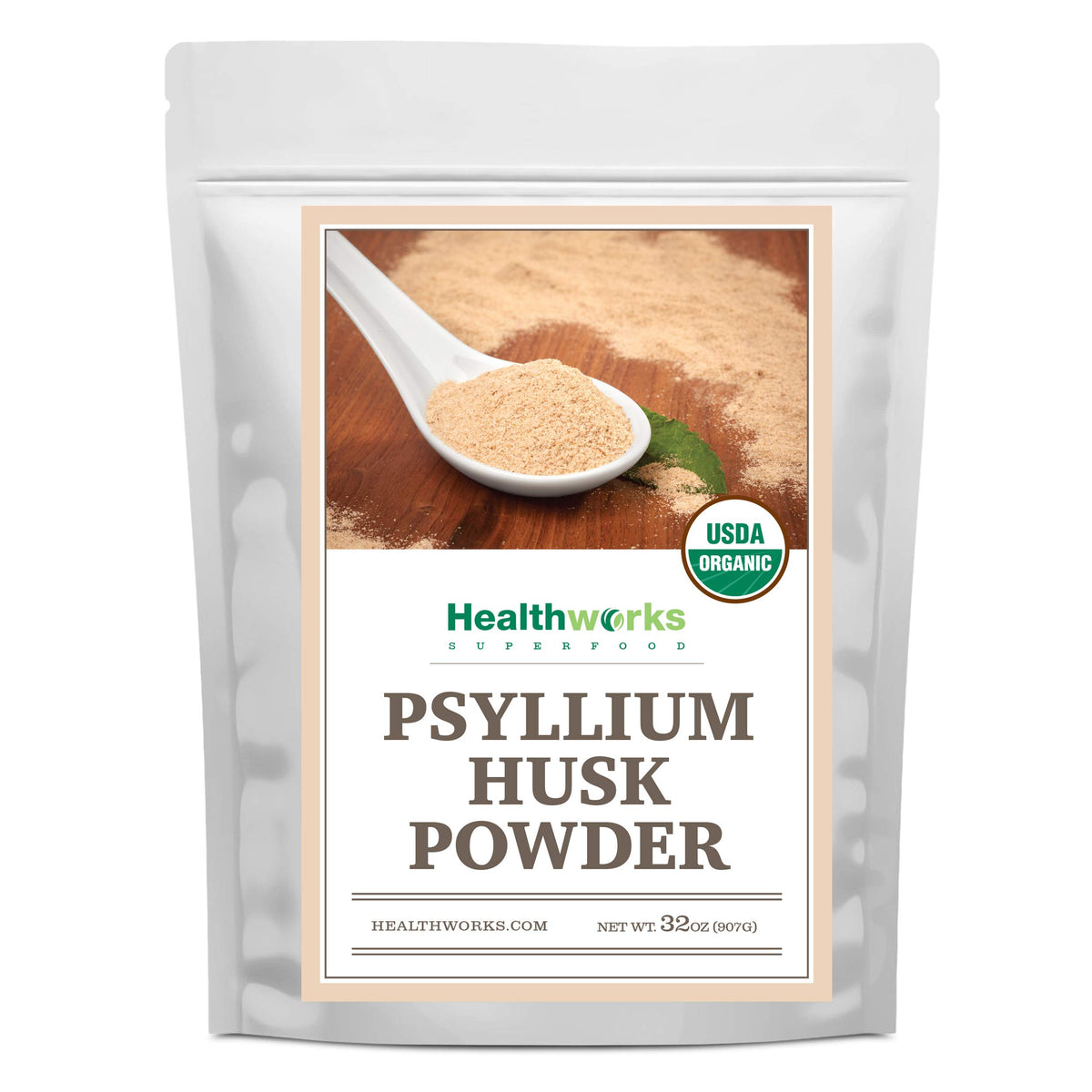 Poudre de Psyllium Biologique Healthworks 932g vue de face